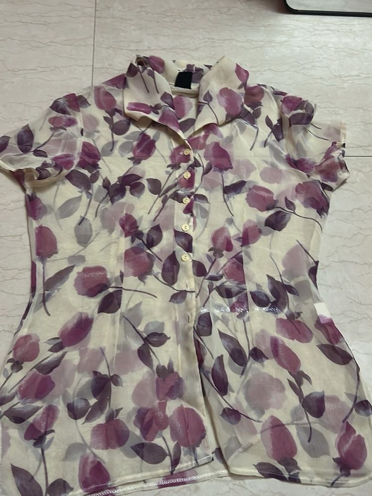 Floral See-Through Formal Shirt