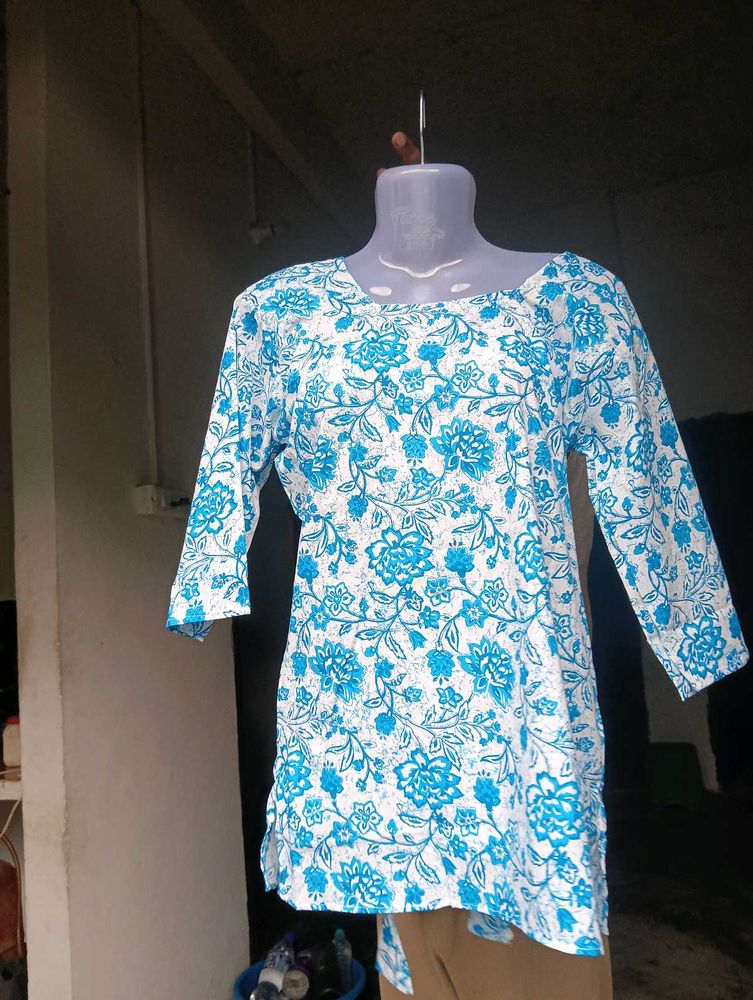 Blue Floral Print Kurta