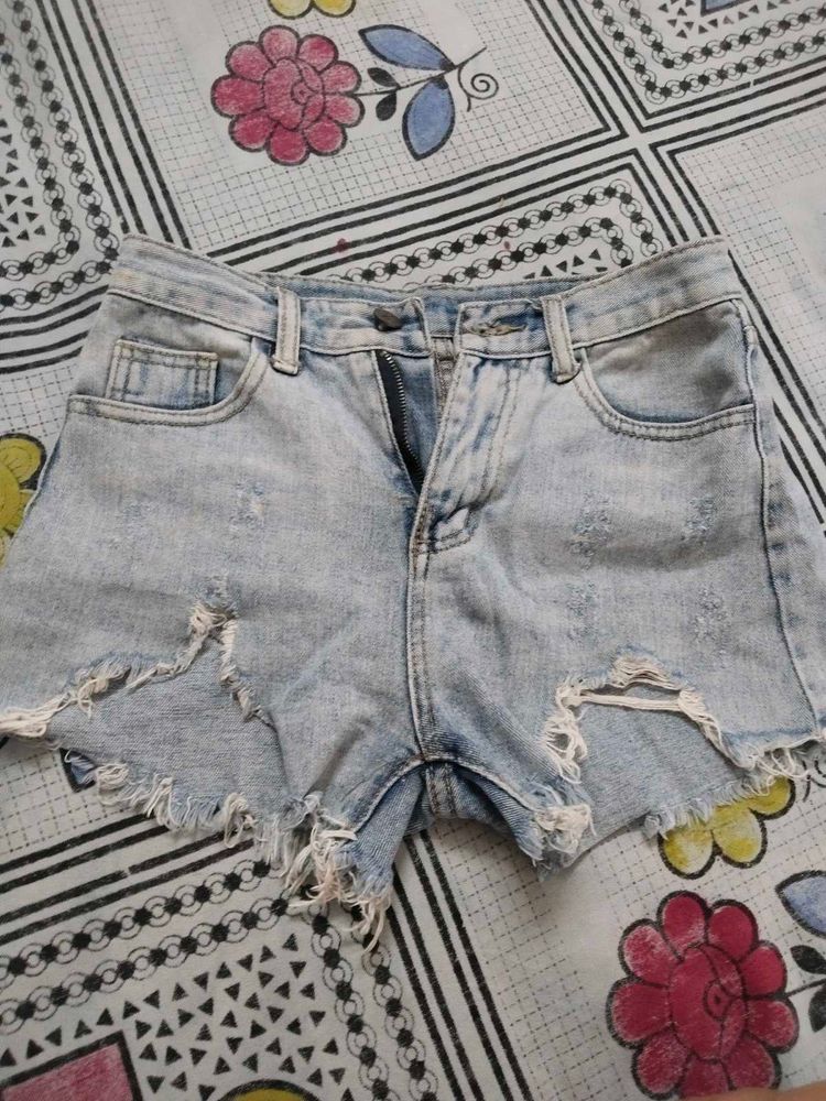 Ripped Denim Shorts
