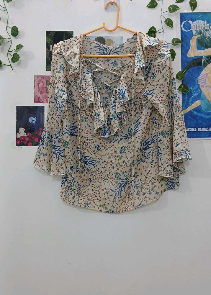 Floral Ruffle Blouse
