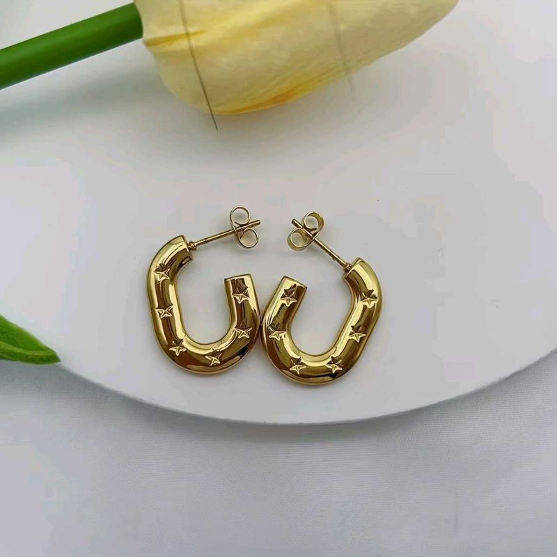 Gold Star Hoop Antiturnish Earrings