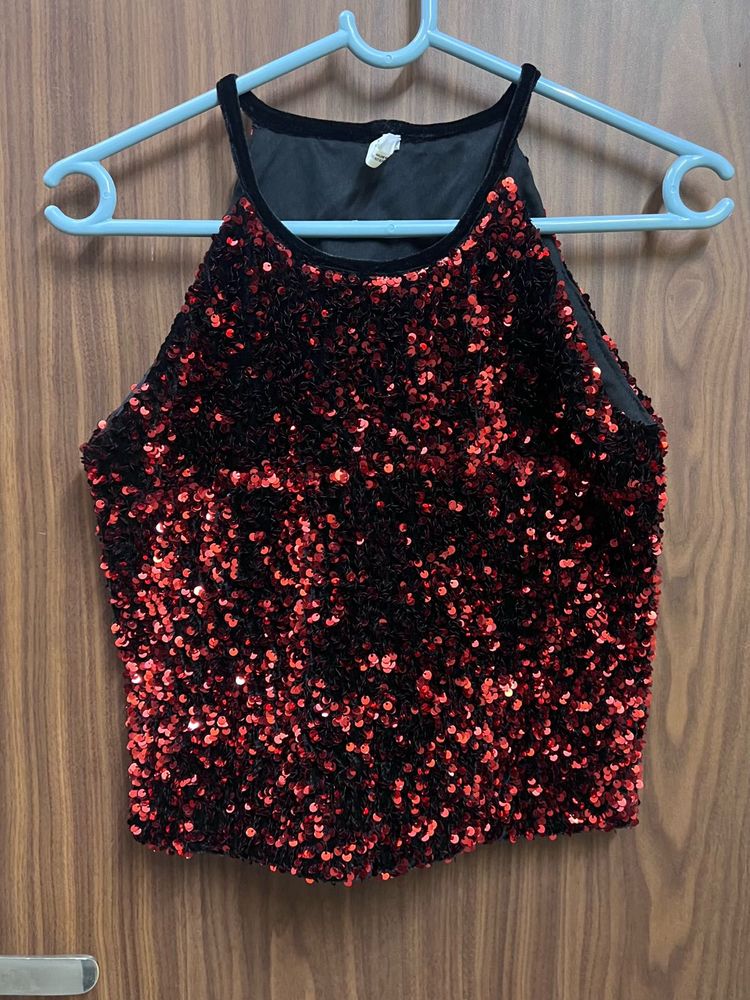 Sparkling Sequin Halter Neck Top