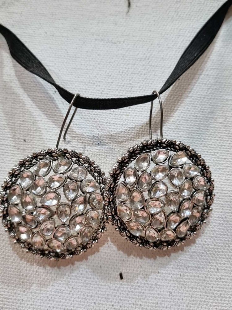 Elegant Crystal Studded Round Earrings