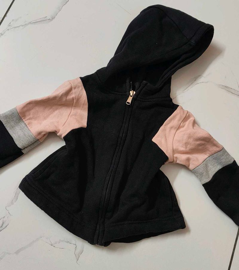 Cute Colorblock Zip-Up Hoodie