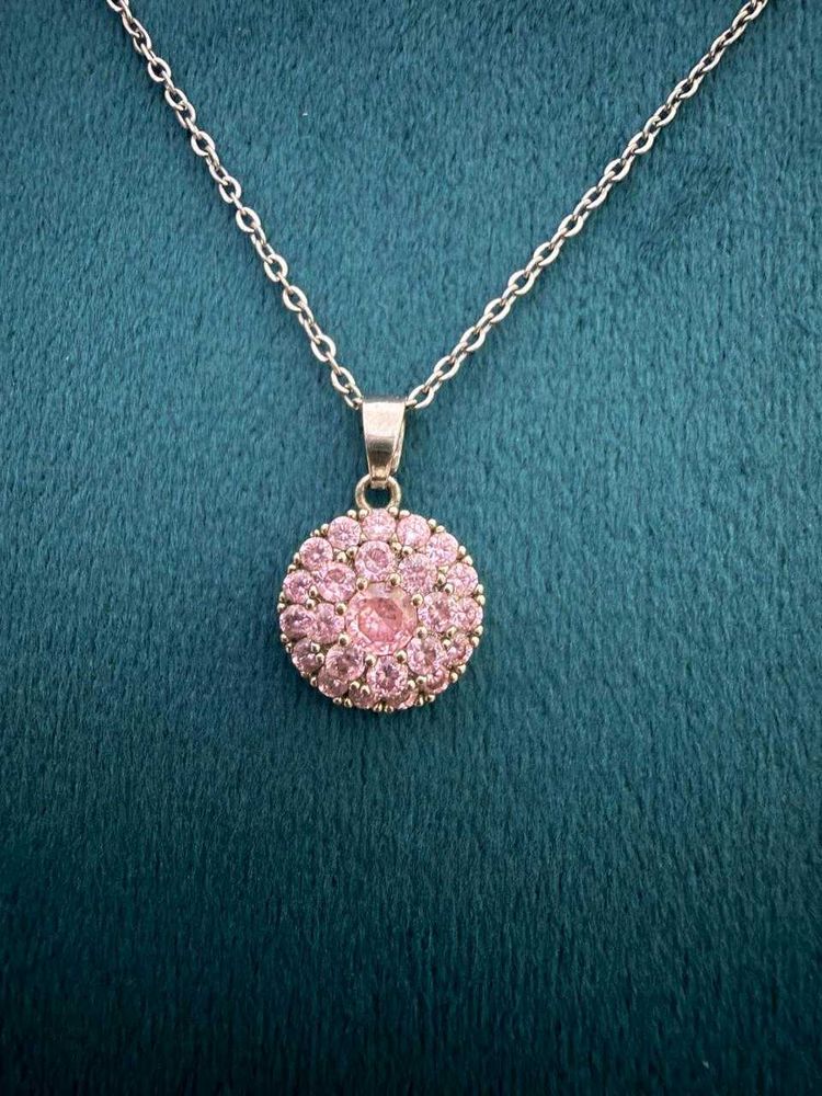 Antitanish Delicate Pink Crystal Pendant Necklace