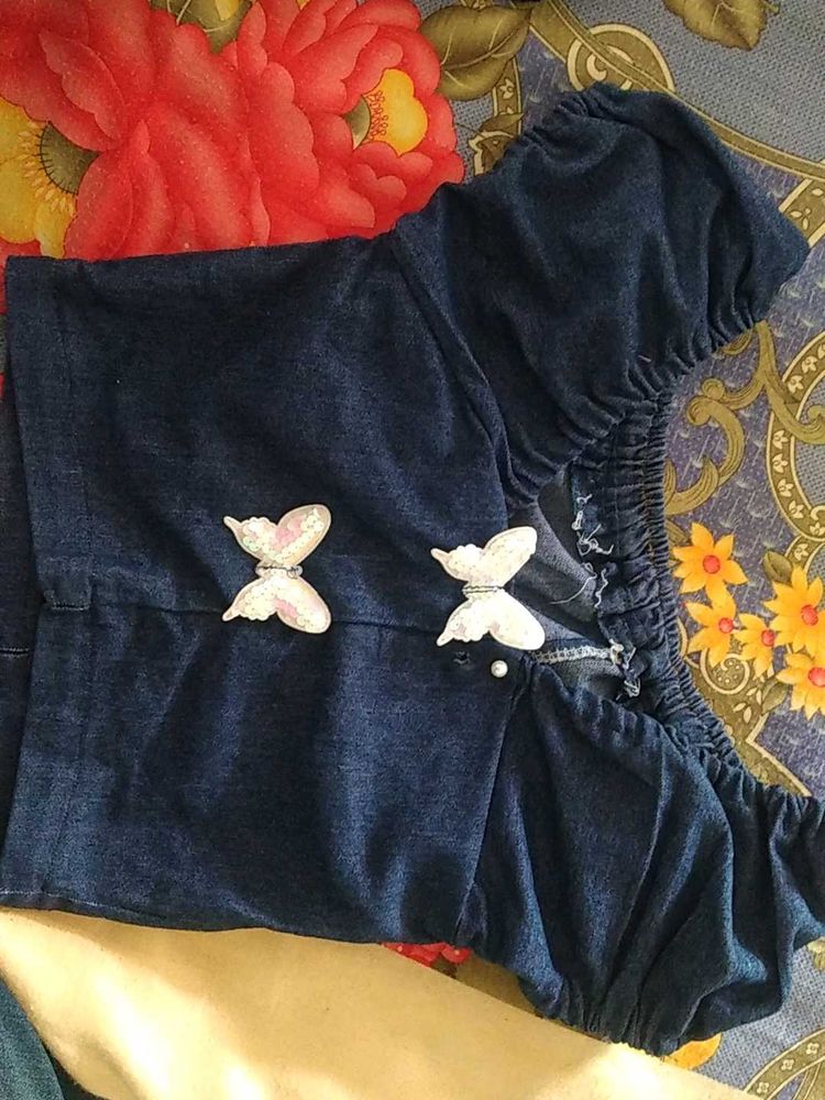 Cute Denim Butterfly Top