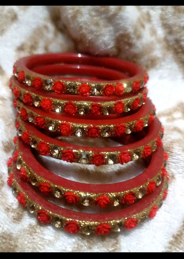 Rose Flower Designs Bangles Set