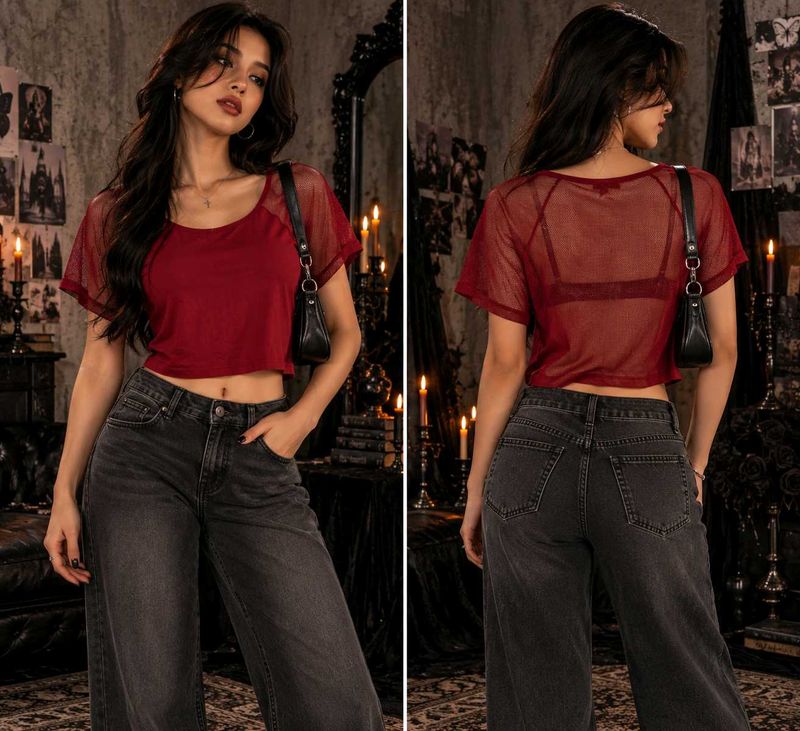 Sheer Mesh Crop Top