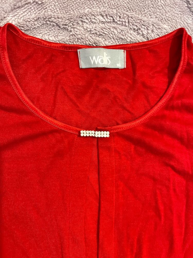 Red Cardigan With Rhinestone Clasps