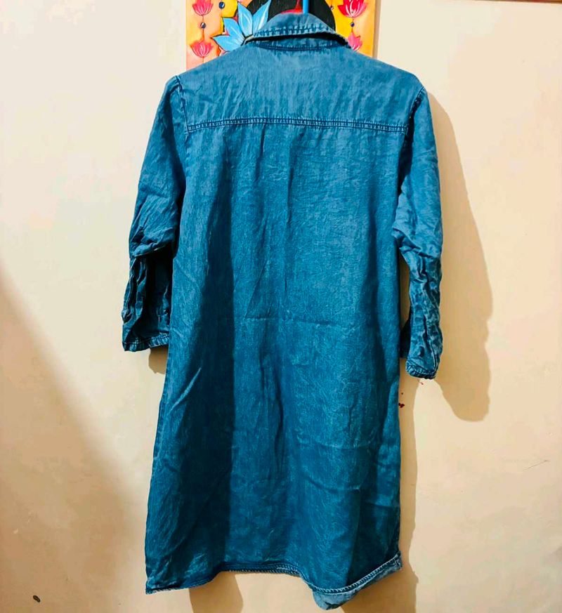Blue Denim Long Tunic Shirt