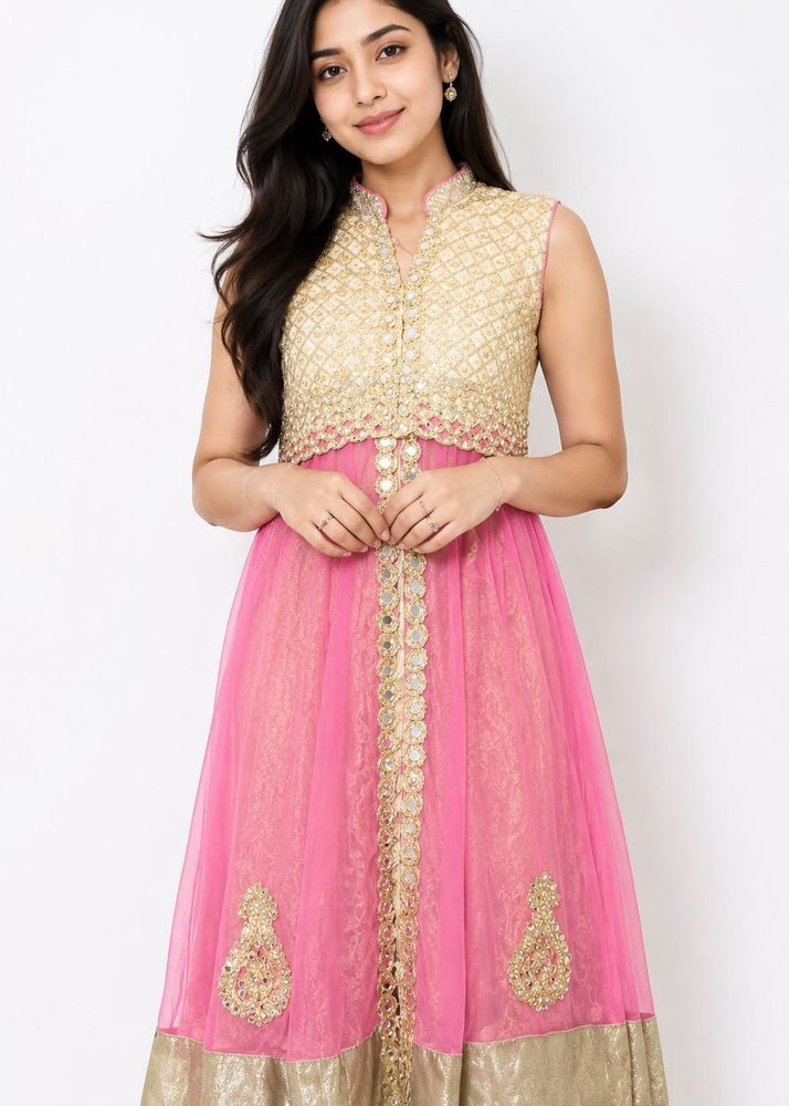 Elegant Pink &amp; Gold Lehenga Choli