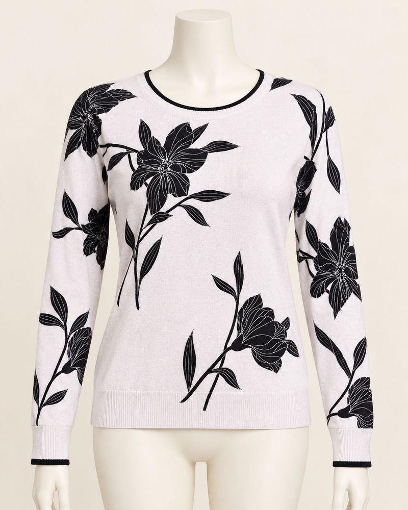 Chic Floral Print Sweater