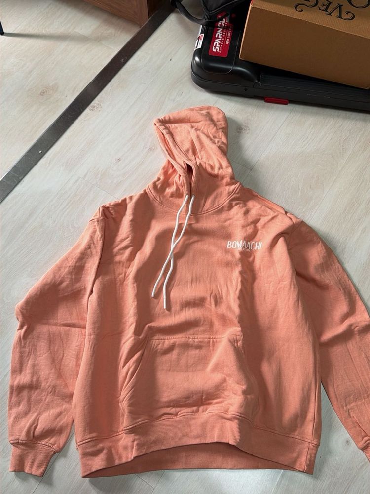 Boomachi Peach Hoodie with Drawstrings