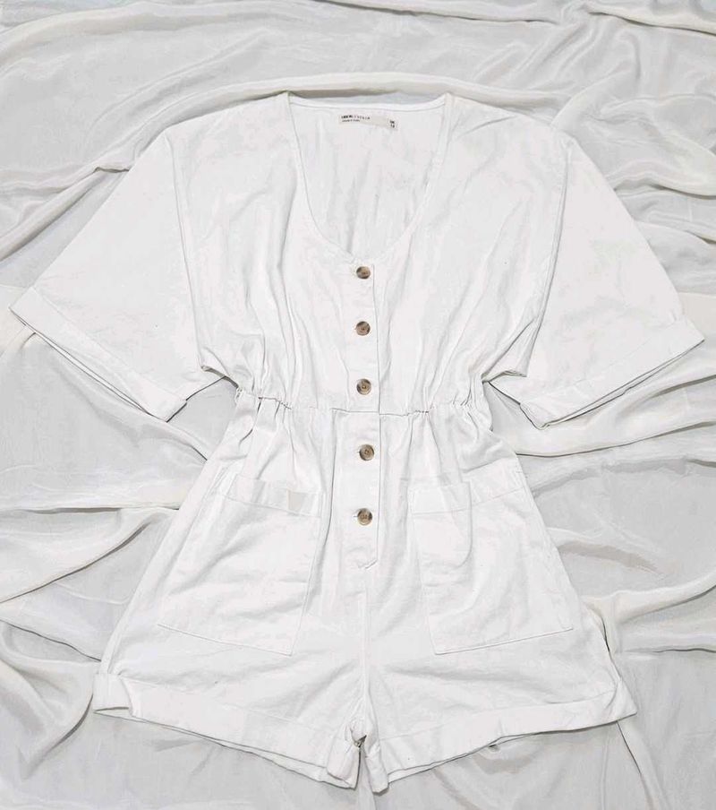 White Denim Romper