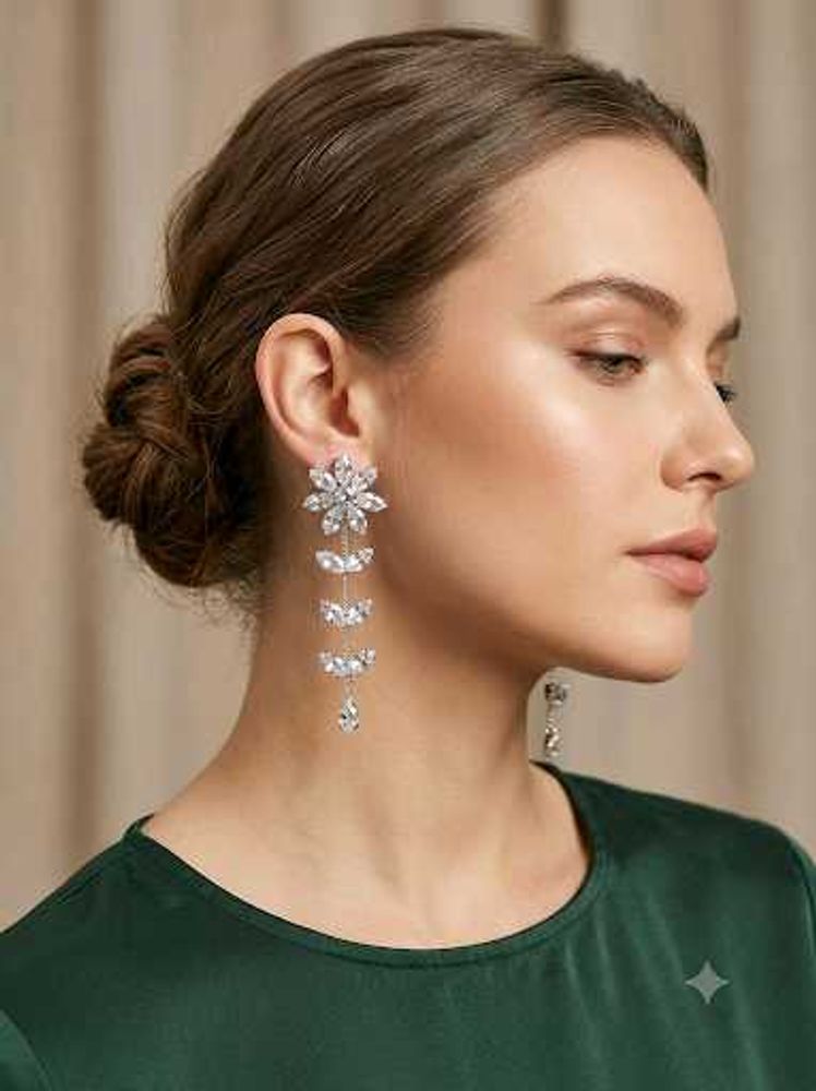 Sparkling Flower Drop Earrings