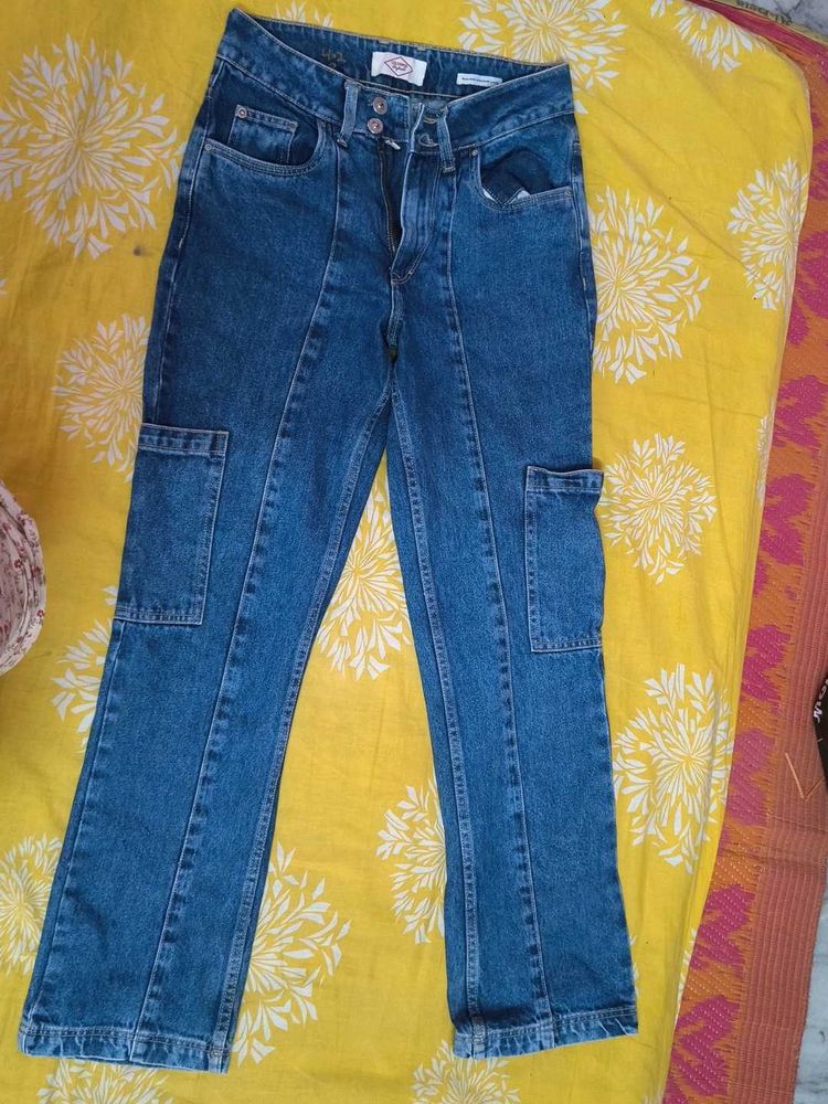 Blue Denim Cargo Jeans