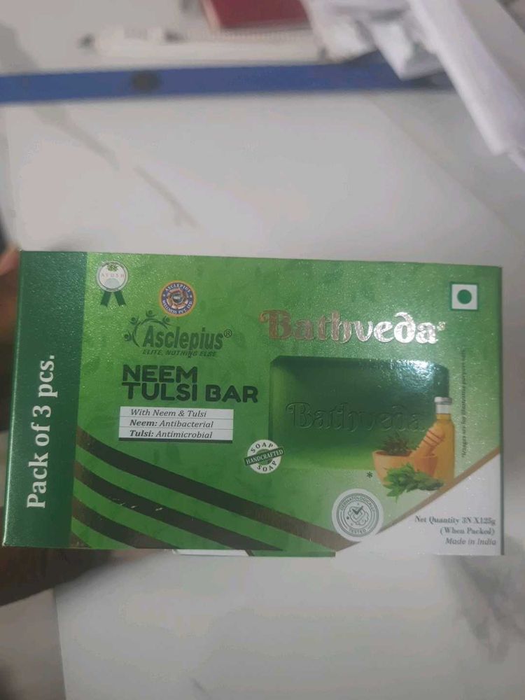 Bathveda Neem Tulsi Bath Soap Bar Pack of 3 (125g