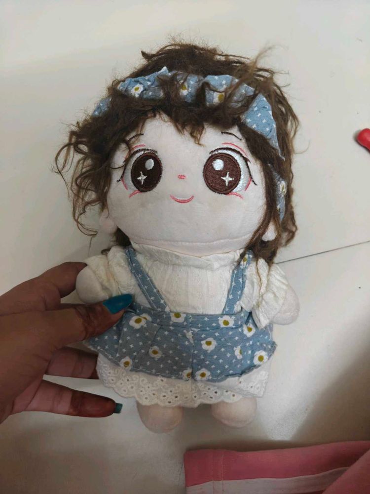 Cute Plush Doll with Blue Dress