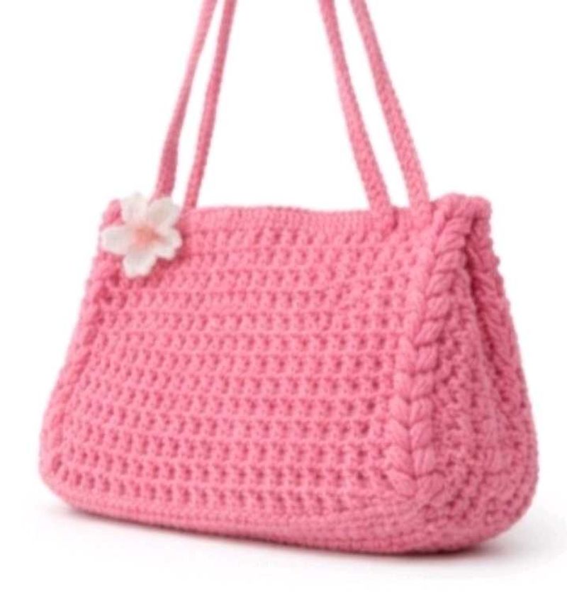 Charming Pink Crochet Handbag