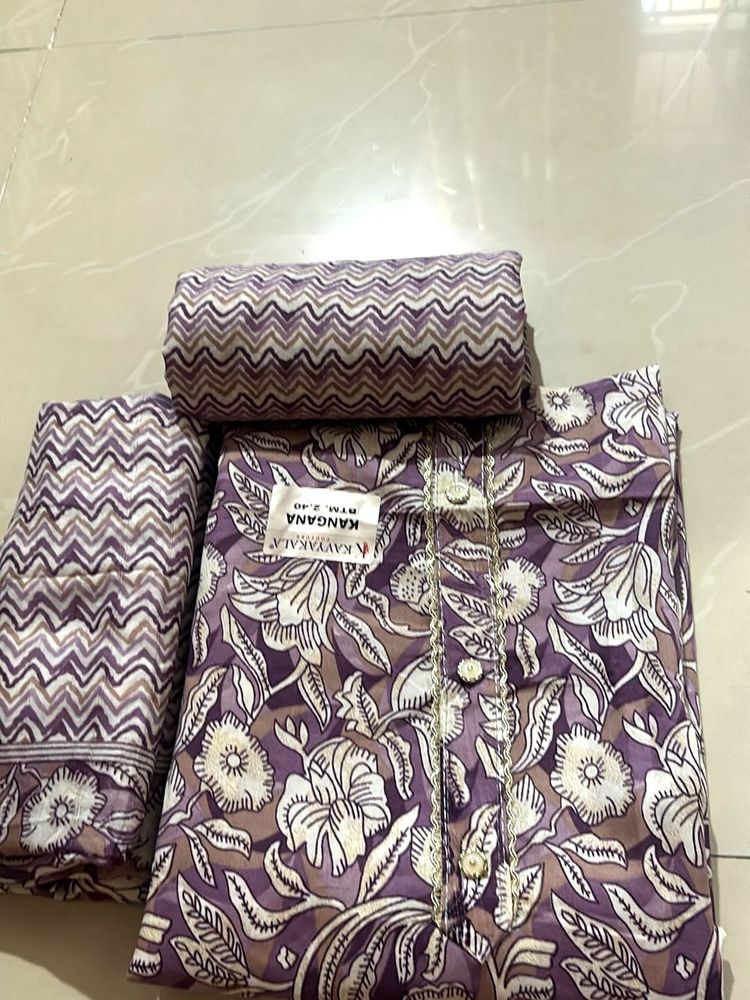 Lavender Floral Dress Materials