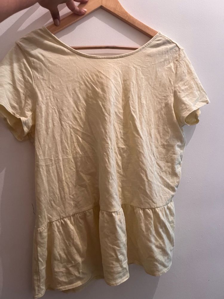 Light Yellow Peplum Top