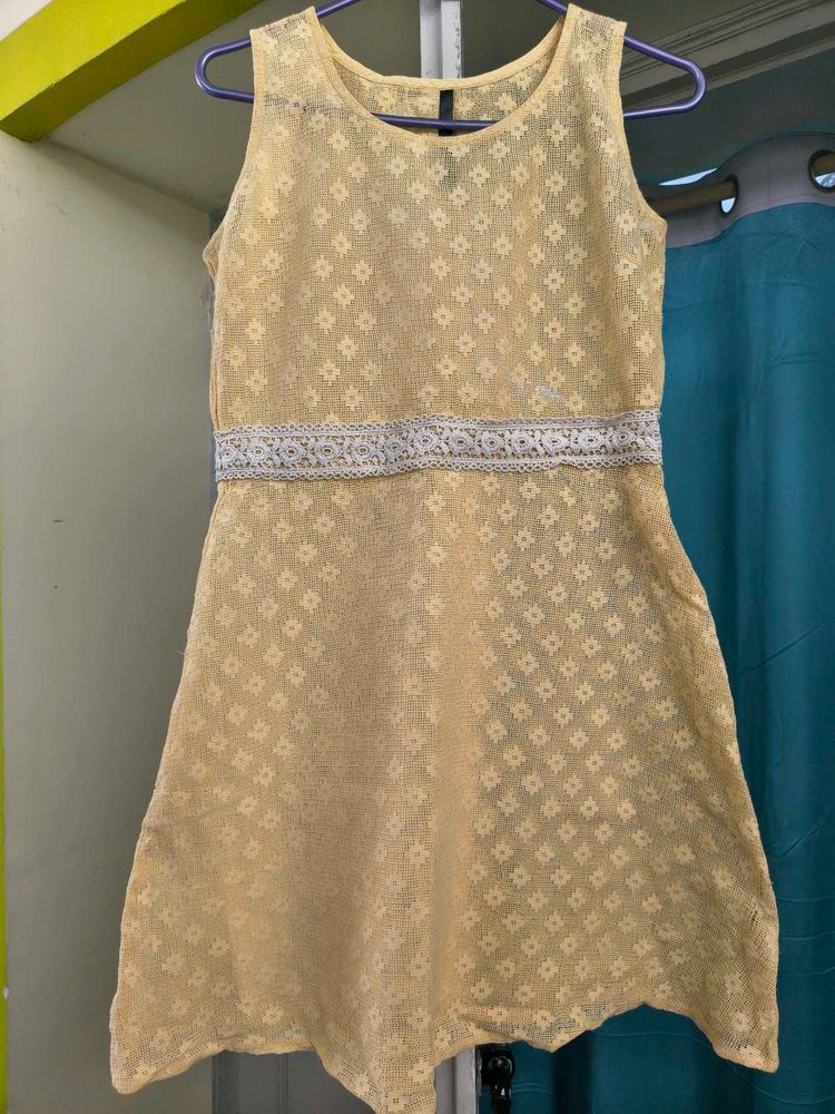 Elegant Yellow Lace Dress