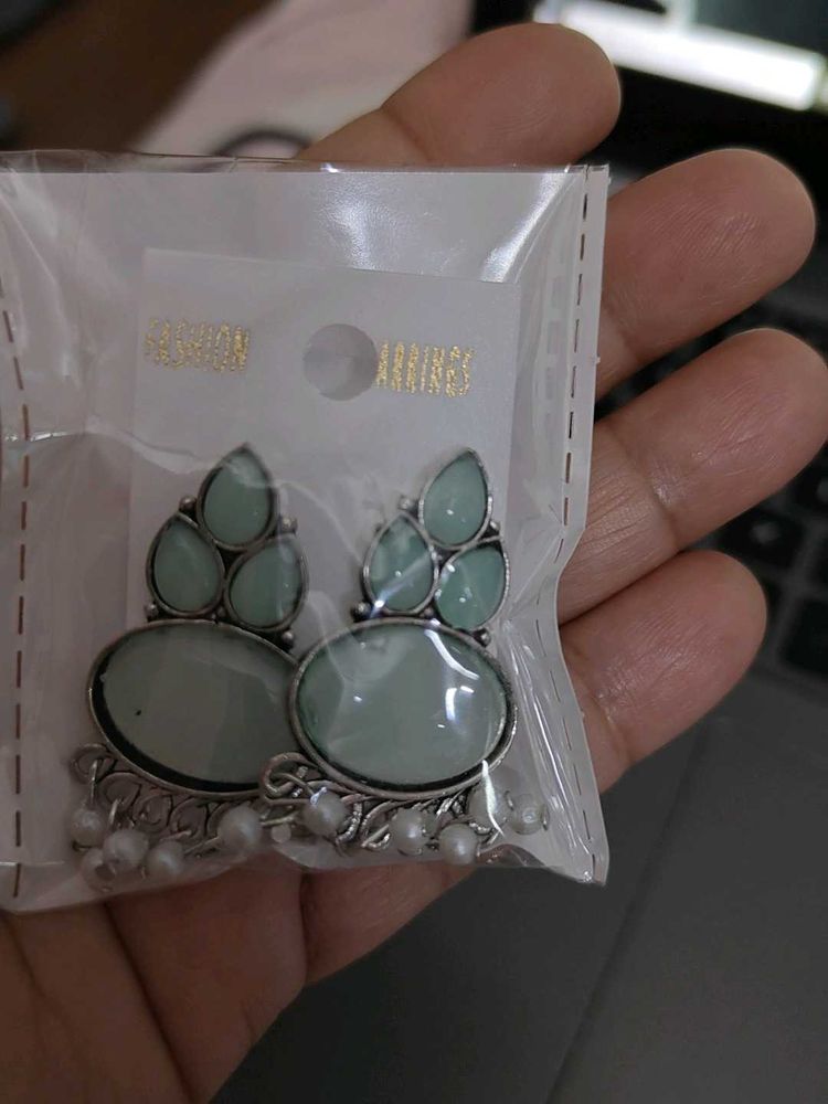 Beautiful Mint Green Stone Earrings