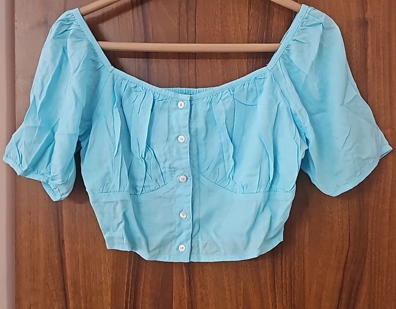 Blue Crop Top For Women