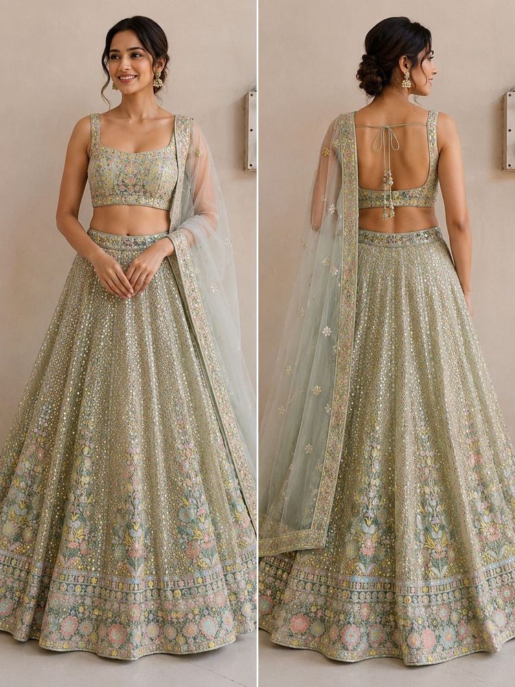 pastel green lehenga