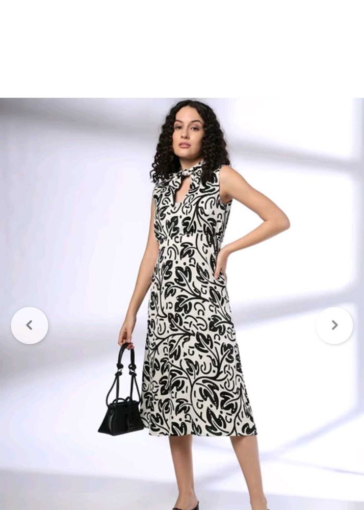 Stylish Black and White Printed Dress