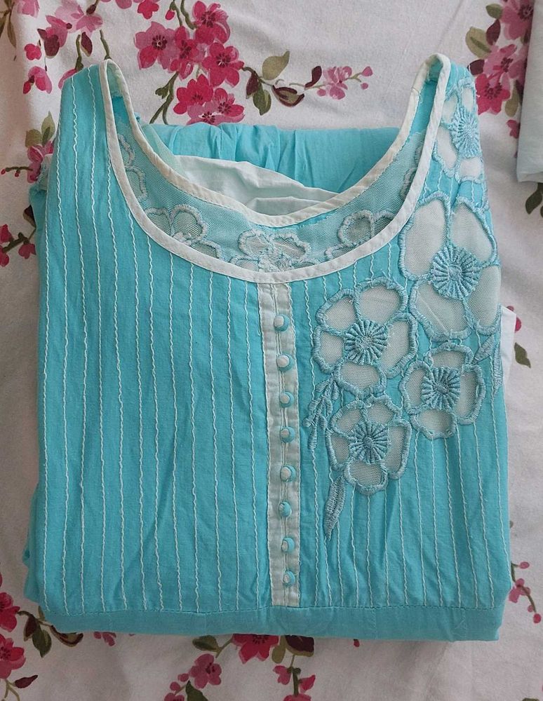 Blue Floral Applique Top