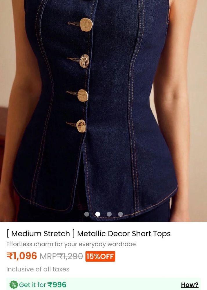 Denim Square Neck Sleeveless Top