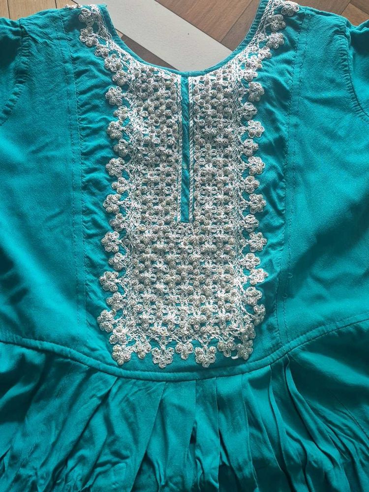 Beautiful Teal Embroidered Kurta