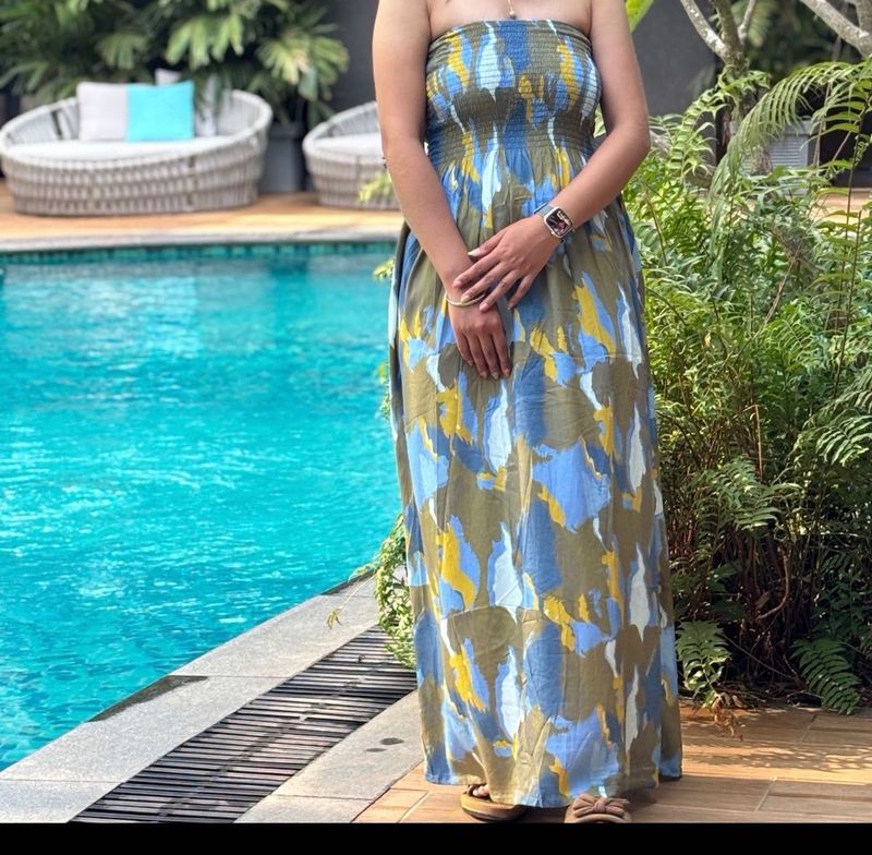 Women’s Printed Maxi Dress with Full-Sleeve Shrug