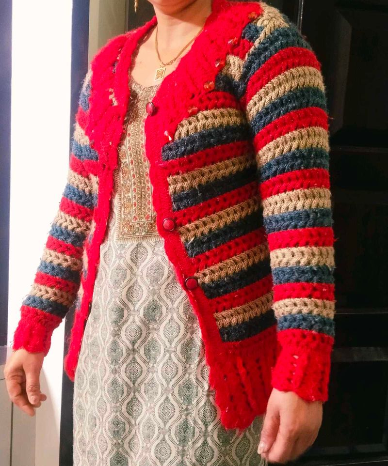 Handmade Striped Knit Cardigan no damages