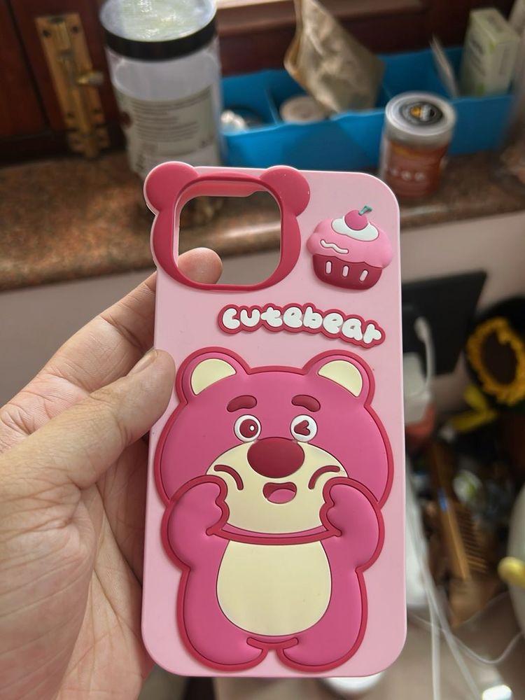 iPhone 14 Cute Pink Bear Phone Case