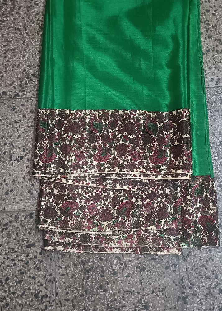 Satin Green Saree
