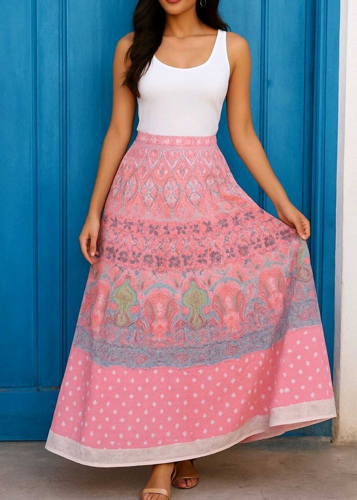 Pink Paisley Maxi Skirt