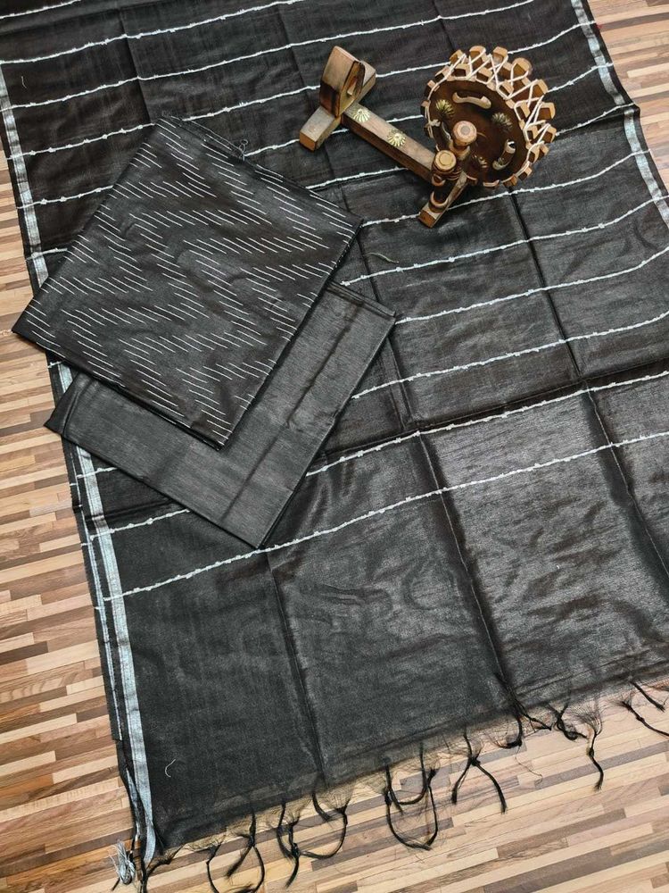 Elegant Black Linen Dress Material
