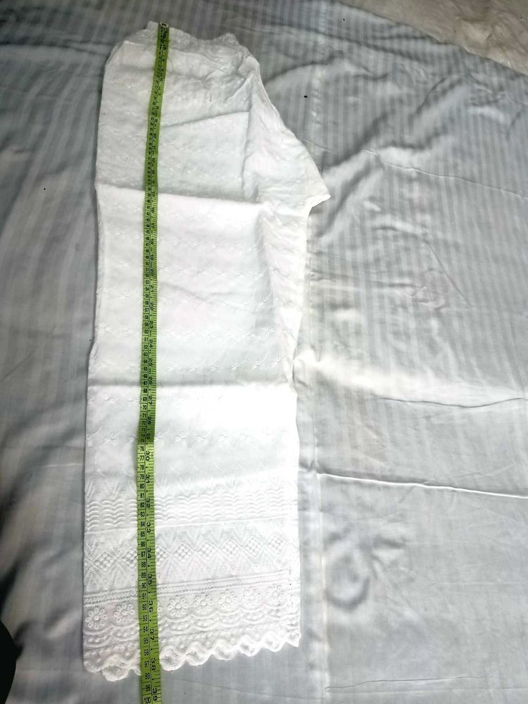 White Chikan Fabric Cotton Plazo