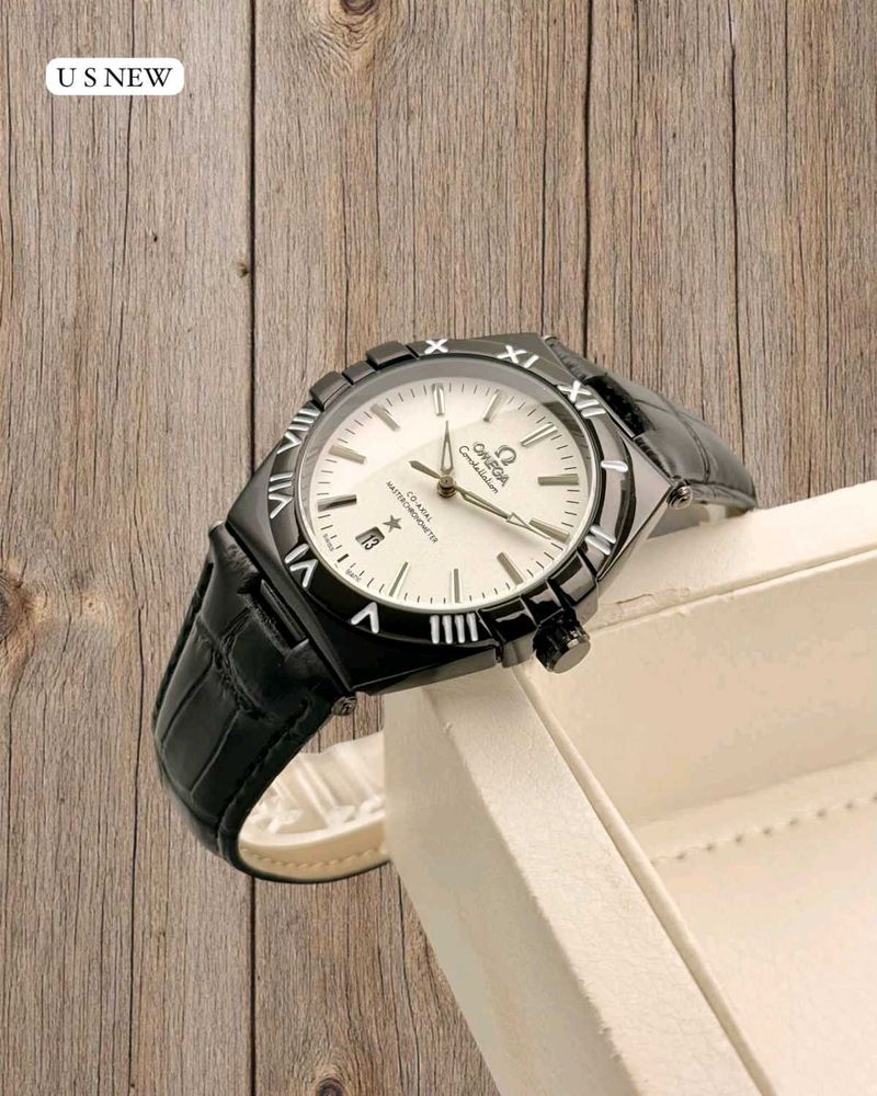 OMEGA FOR MENS PREMIUM QUALITY LEATHER BELT WATCH