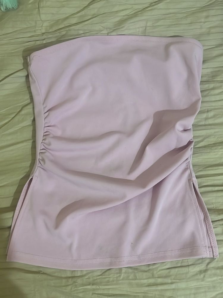 PINK  Ruched Strapless Top