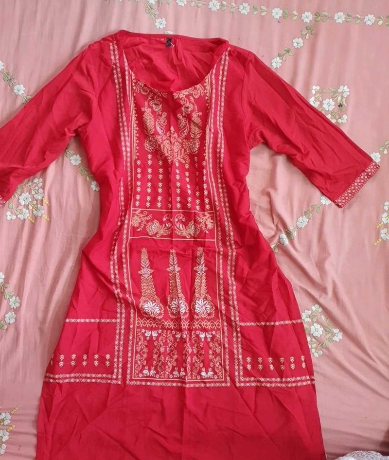 Beautiful Red Embroidered Kurta