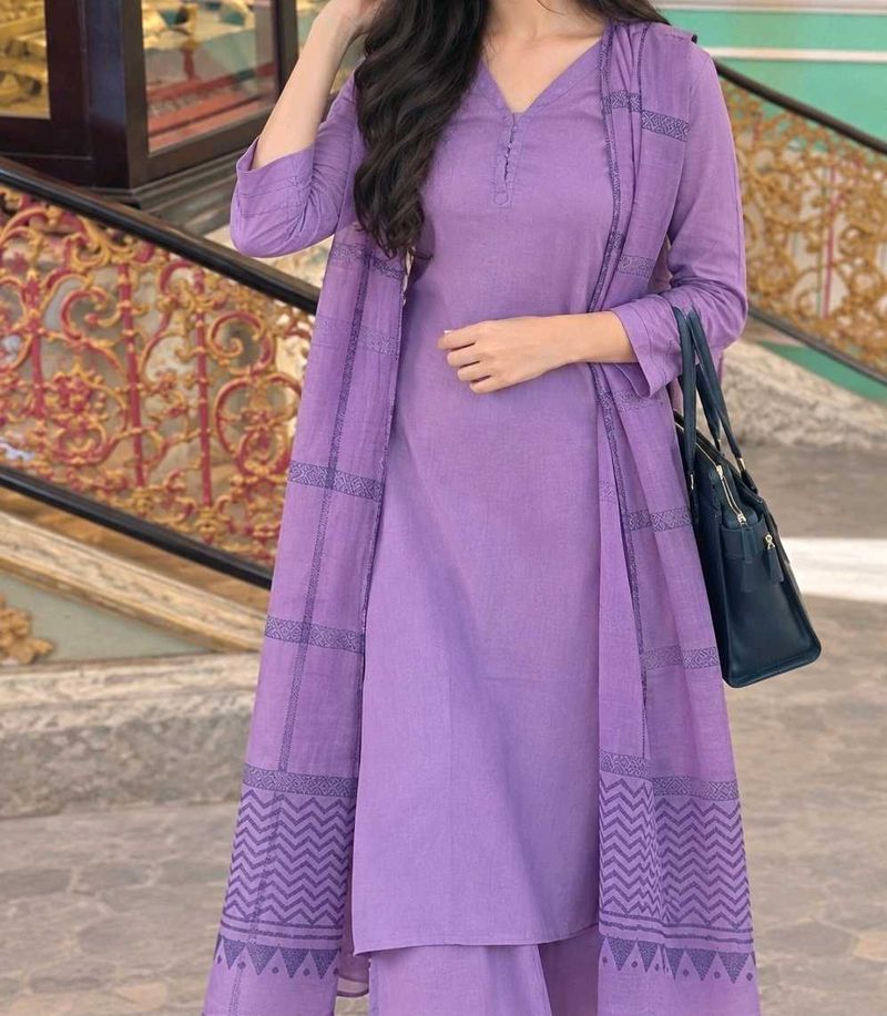 Elegant Lavender Kurta Set with Dupatta