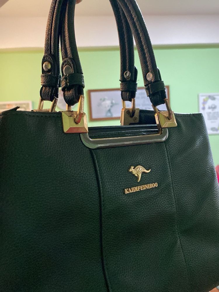 Stylish Dark Green Handbag