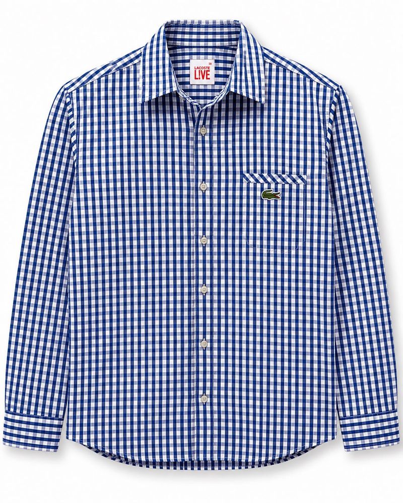 Lacoste Live Blue White Gingham Check Shirt