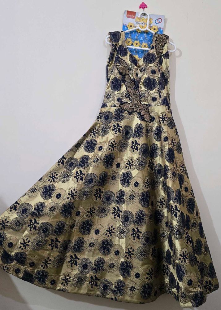 blue golden gown