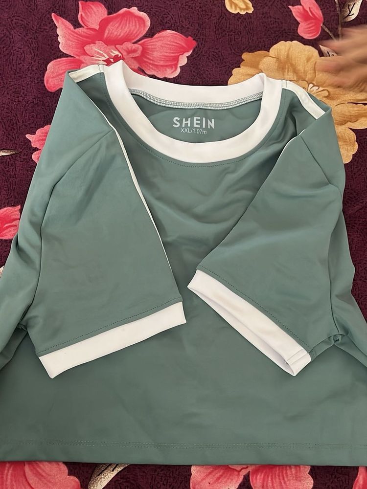 SHEIN Green Ringer T-Shirt