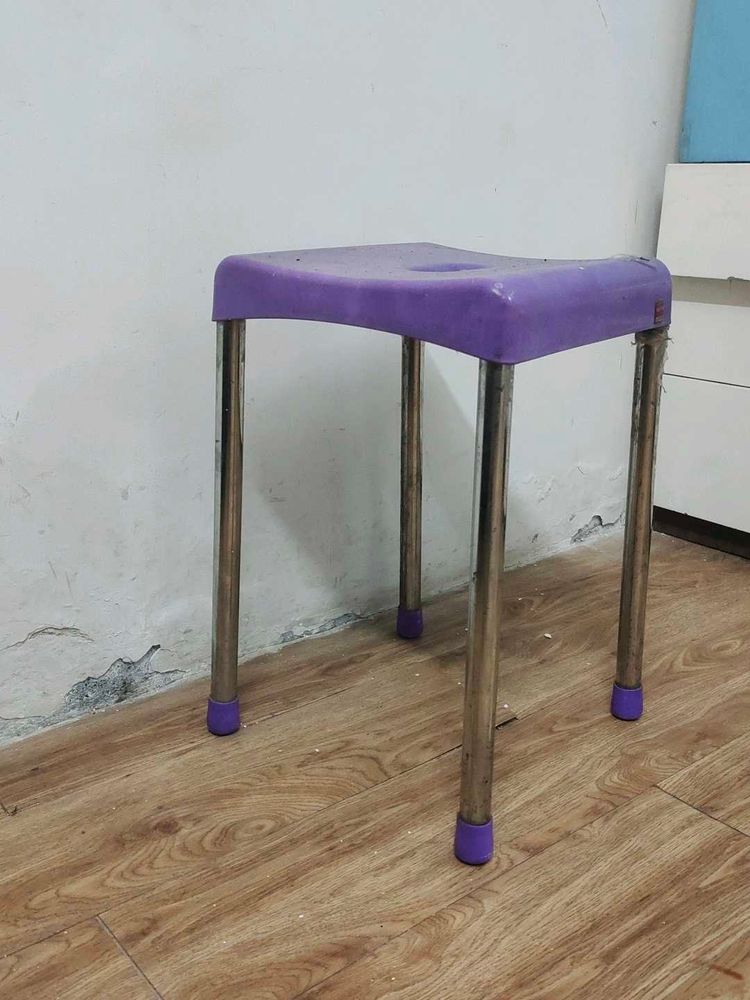 Purple and Silver Accent Stool