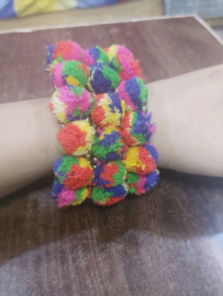 Bohemian Multi-Color Pom-Pom Ethnic Bracelet